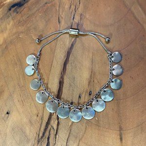 Textured Gold Disc Slide Chain Bracelet